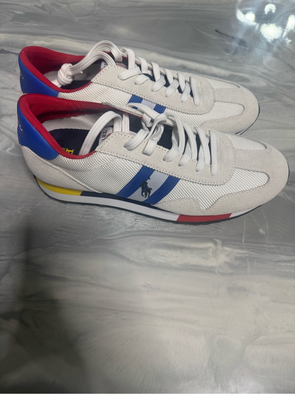Polo Ralph Lauren Men’s Train 85 Sneakers White Multi Size 9.5 NIB